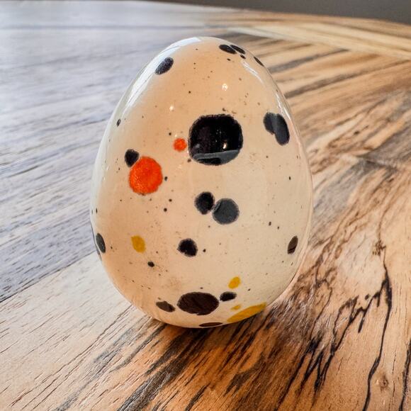 Vintage Ceramic Splatter Paint Speckled Easter Egg Decor, 3” - Picture 4 of 9